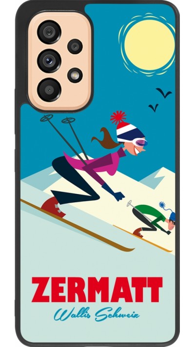 Coque Samsung Galaxy A53 5G - Silicone rigide noir Zermatt Ski Downhill