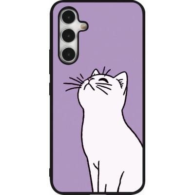 Samsung Galaxy A54 Case Hülle - Silikon schwarz Chat auf lila Hintergrund