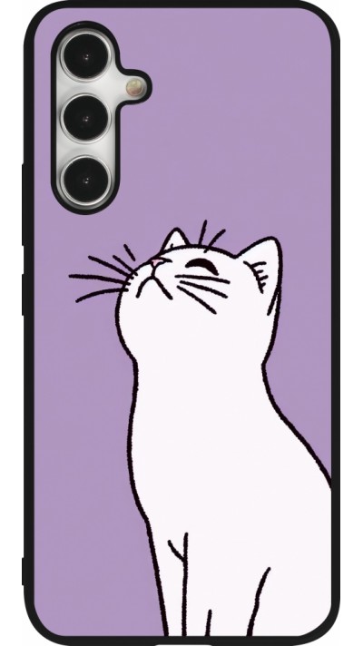 Samsung Galaxy A54 Case Hülle - Silikon schwarz Chat auf lila Hintergrund
