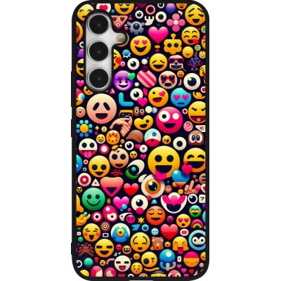 Samsung Galaxy A54 Case Hülle - Silikon schwarz Emoji Mix Farbe