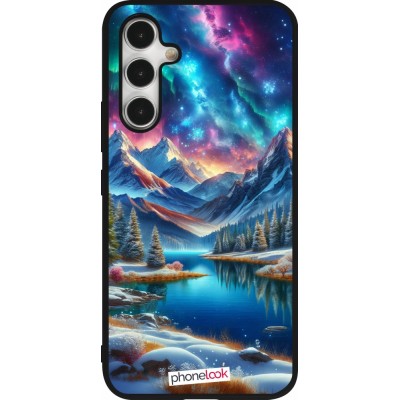Samsung Galaxy A54 Case Hülle - Silikon schwarz Fantasiebergsee Himmel Sterne