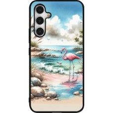Samsung Galaxy A54 Case Hülle - Silikon schwarz Flamingo Aquarell