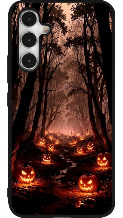 Coque Samsung Galaxy A54 5G - Silicone rigide noir Halloween 2025 Road of Terrifying Pumpkins