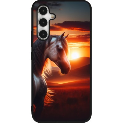 Samsung Galaxy A54 Case Hülle - Silikon schwarz Majestätischer Sonnenuntergang Pferd