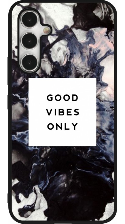 Coque Samsung Galaxy A54 5G - Silicone rigide noir Marble Good Vibes Only Coque Samsung Galaxy A54 5G - Silicone rigide noir Marble Good Vibes Only