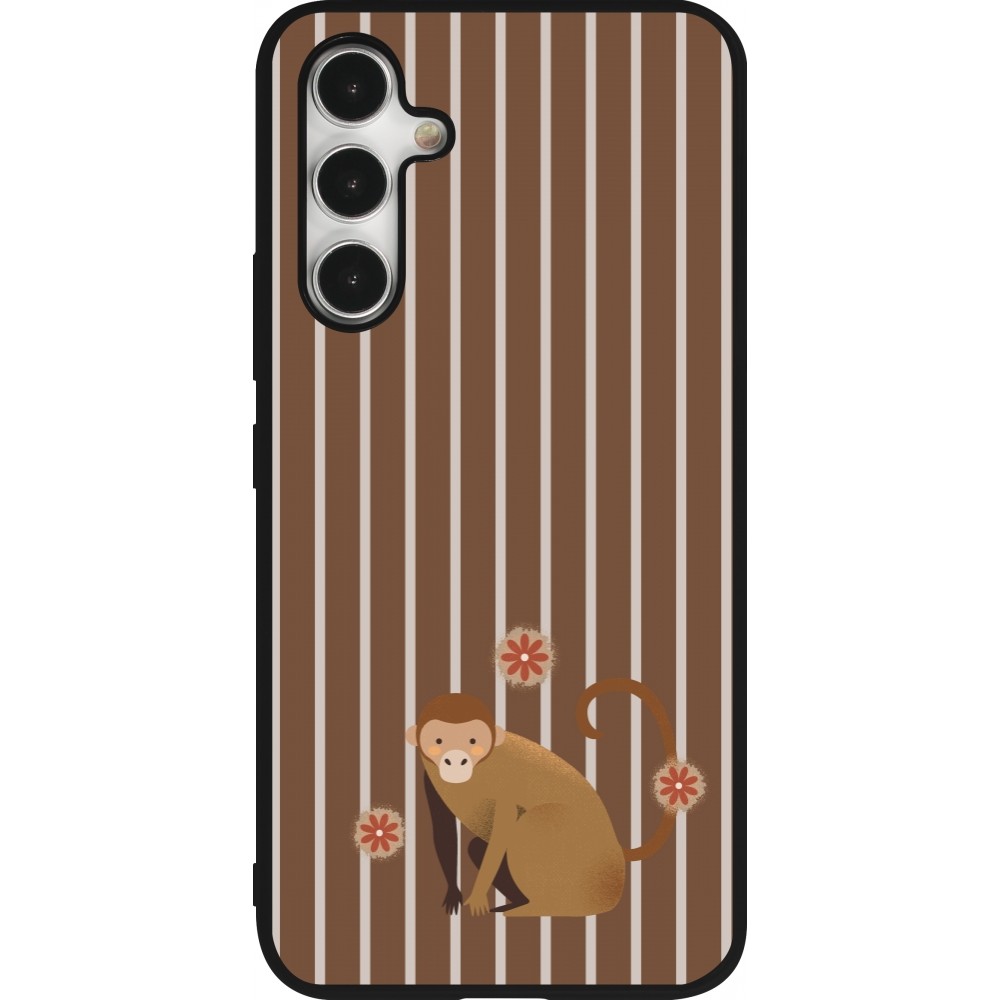 Coque Samsung Galaxy A54 5G - Silicone rigide noir Monkey with stripes