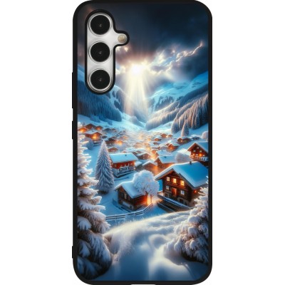 Samsung Galaxy A54 Case Hülle - Silikon schwarz Berg Schnee Licht