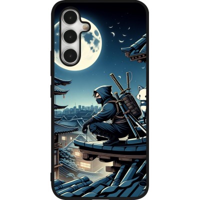 Samsung Galaxy A54 Case Hülle - Silikon schwarz Ninja unter dem Mond
