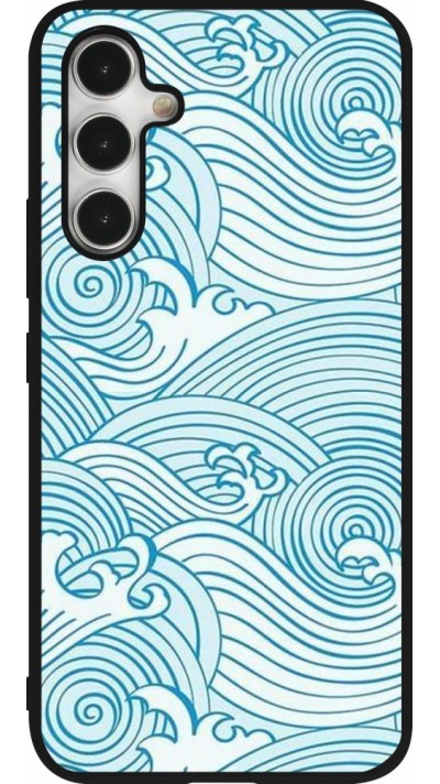 Coque Samsung Galaxy A54 5G - Silicone rigide noir Ocean Waves Coque Samsung Galaxy A54 5G - Silicone rigide noir Ocean Waves