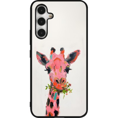 Samsung Galaxy A54 Case Hülle - Silikon schwarz Pink Girafe Paint