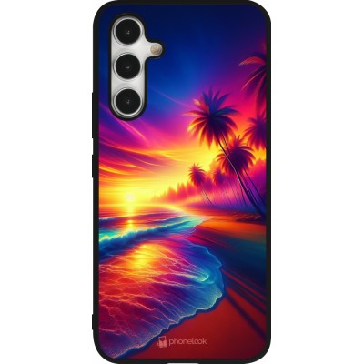 Samsung Galaxy A54 Case Hülle - Silikon schwarz Strand Sonnenuntergang auffällig
