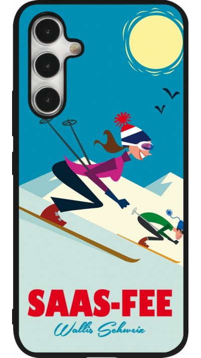Coque Samsung Galaxy A54 5G - Silicone rigide noir Saas-Fee Ski Downhill Coque Samsung Galaxy A54 5G - Silicone rigide noir Saas-Fee Ski Downhill