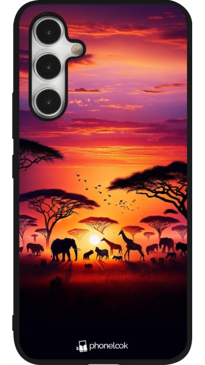 Coque Samsung Galaxy A54 5G - Silicone rigide noir Safari sunset wildlife Coque Samsung Galaxy A54 5G - Silicone rigide noir Safari sunset wildlife