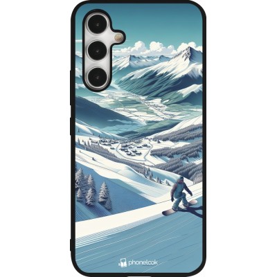 Samsung Galaxy A54 Case Hülle - Silikon schwarz Snowboarder Berg