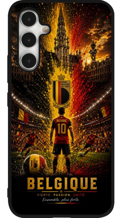 Coque Samsung Galaxy A54 5G - Silicone rigide noir Football Belgique splash 2026