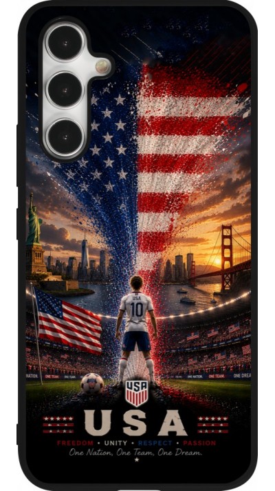 Coque Samsung Galaxy A54 5G - Silicone rigide noir Football États-Unis splash 2026