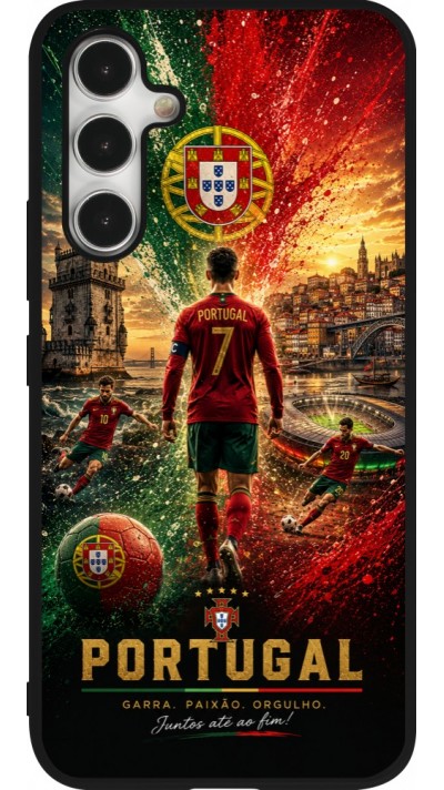 Coque Samsung Galaxy A54 5G - Silicone rigide noir Football Portugal splash 2026