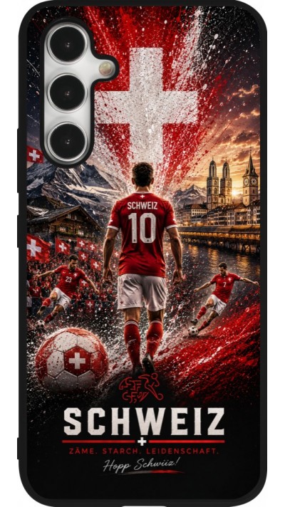 Coque Samsung Galaxy A54 5G - Silicone rigide noir Football Schweiz splash 2026