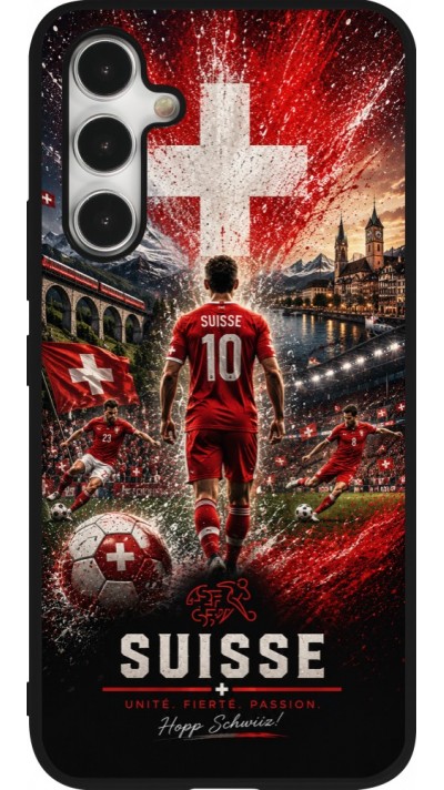 Coque Samsung Galaxy A54 5G - Silicone rigide noir Football Suisse splash 2026