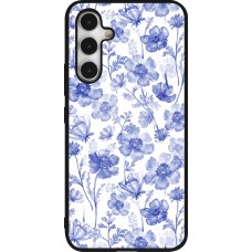 Samsung Galaxy A54 Case Hülle - Silikon schwarz Spring 23 watercolor blue flowers