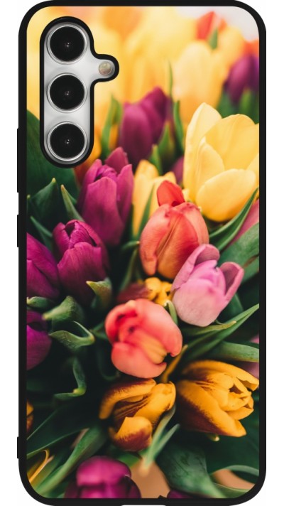 Coque Samsung Galaxy A54 5G - Silicone rigide noir Bouquet of tulips Spring 2026