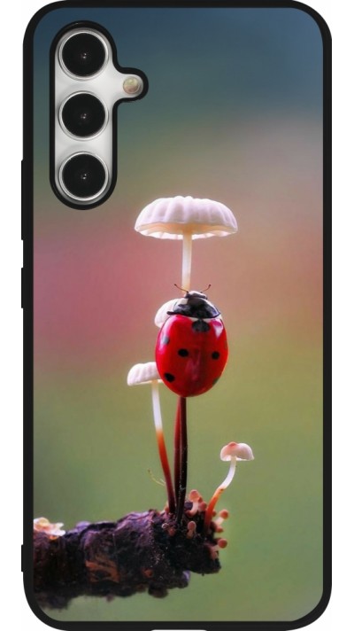 Coque Samsung Galaxy A54 5G - Silicone rigide noir Ladybird on a mushroom Spring 2026