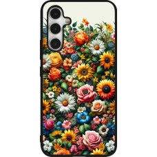 Samsung Galaxy A54 Case Hülle - Silikon schwarz Sommer Blumenmuster