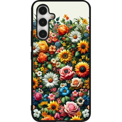 Samsung Galaxy A54 Case Hülle - Silikon schwarz Sommer Blumenmuster