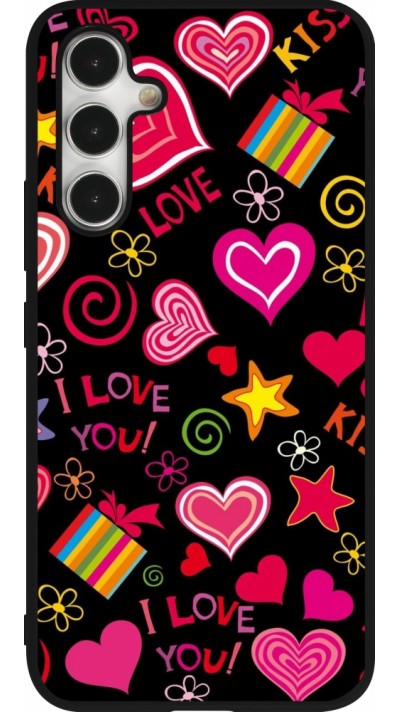 Coque Samsung Galaxy A54 5G - Silicone rigide noir Valentine 2023 love symbols Coque Samsung Galaxy A54 5G - Silicone rigide noir Valentine 2023 love symbols