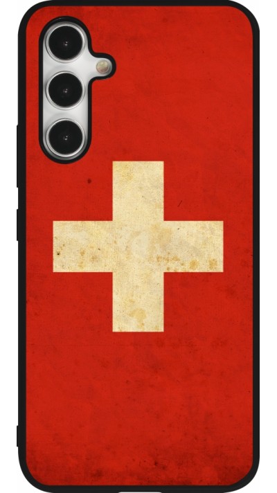 Samsung Galaxy A54 Case Hülle - Silikon schwarz Vintage Flag SWISS