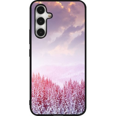 Samsung Galaxy A54 Case Hülle - Silikon schwarz Winter 22 Pink Forest