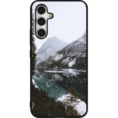 Samsung Galaxy A54 Case Hülle - Silikon schwarz Winter 22 snowy mountain and lake