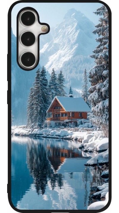 Samsung Galaxy A54 Case Hülle - Silikon schwarz Winter 25 Winter house forest day