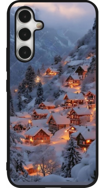 Samsung Galaxy A54 Case Hülle - Silikon schwarz Winter 25 Winter snowy village
