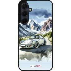 Samsung Galaxy A55 5G Case Hülle - Silikon schwarz Porsche 911 Berg Aquarell