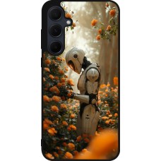 Samsung Galaxy A55 5G Case Hülle - Silikon schwarz Astronaut flowers 2025