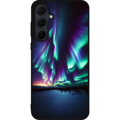 Samsung Galaxy A55 5G Case Hülle - Silikon schwarz Funkelndes Nordlicht