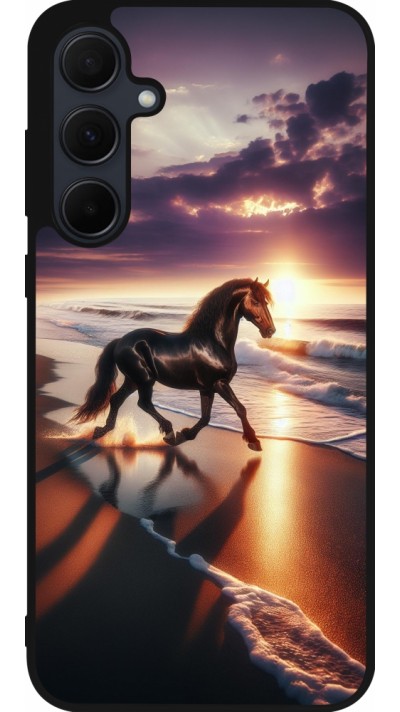 Samsung Galaxy A55 5G Case Hülle - Silikon schwarz Pferd majestätisch Strand