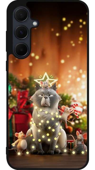Samsung Galaxy A55 5G Case Hülle - Silikon schwarz Christmas 25 Xmas Cat
