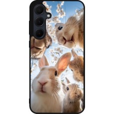Samsung Galaxy A55 5G Case Hülle - Silikon schwarz Easter 2026 Rabbits
