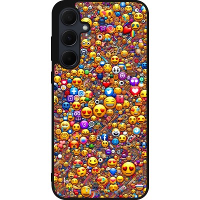 Samsung Galaxy A55 5G Case Hülle - Silikon schwarz Emoji gemischt