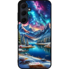 Samsung Galaxy A55 5G Case Hülle - Silikon schwarz Fantasiebergsee Himmel Sterne