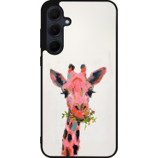 Samsung Galaxy A55 5G Case Hülle - Silikon schwarz Pink Girafe Paint