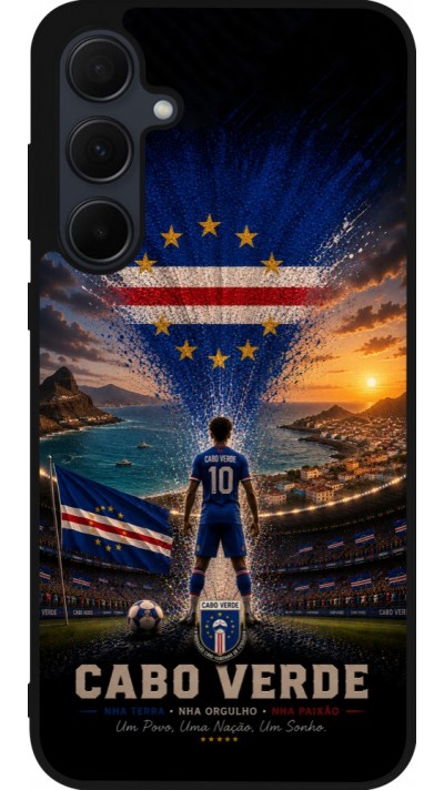 Coque Samsung Galaxy A55 5G - Silicone rigide noir Football Cap-Vert splash 2026