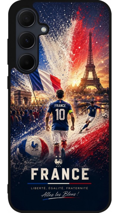 Coque Samsung Galaxy A55 5G - Silicone rigide noir Football France splash 2026