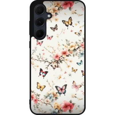 Samsung Galaxy A55 5G Case Hülle - Silikon schwarz Frühling 25 Leichte Schmetterlinge