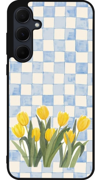 Samsung Galaxy A55 5G Case Hülle - Silikon schwarz Blue vichy tulips Spring 2026