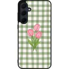 Samsung Galaxy A55 5G Case Hülle - Silikon schwarz Green vichy tulips Spring 2026