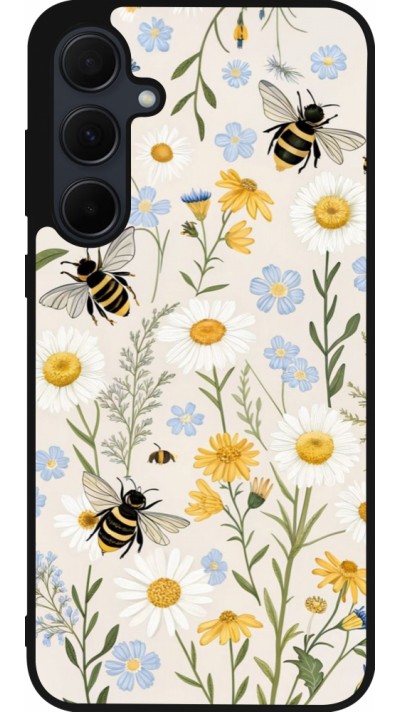 Samsung Galaxy A55 5G Case Hülle - Silikon schwarz Pattern bees Spring 2026