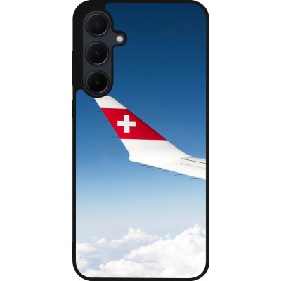 Samsung Galaxy A55 5G Case Hülle - Silikon schwarz  Schweizer Nationalfeiertag Sky Swiss Flag